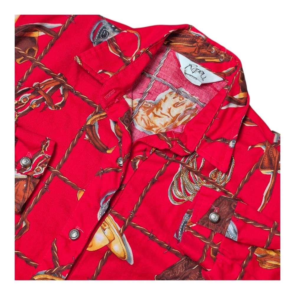 VTG Roper Women's M Western Cowboy Rodeo Ranch Horse Tack Cotton Shirt USA